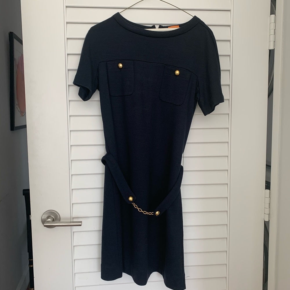 TORY BURCH Navy Wool-Blend Dress